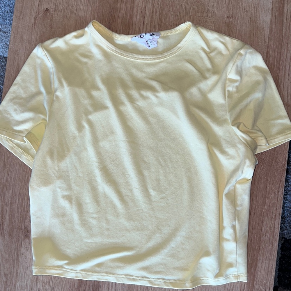 light yellow cropped shirt